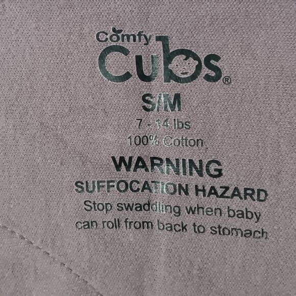Bundle of 3 Comfy Cubs Swaddles 2 SM 1 L Gray and Mauve - Picture 6 of 10
